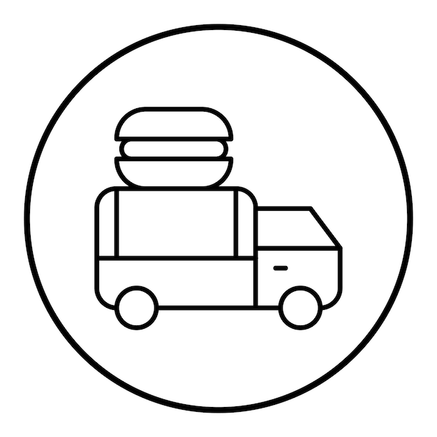 El icono vectorial de la panadería móvil se puede utilizar para el conjunto de iconos de la panedería