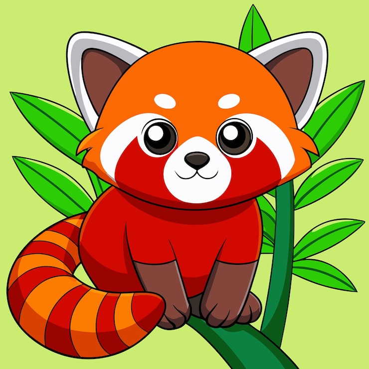 Vector icono vectorial de panda rojo lindo ilustración icono de animal concepto aislado vector premium estilo de dibujos animados plano