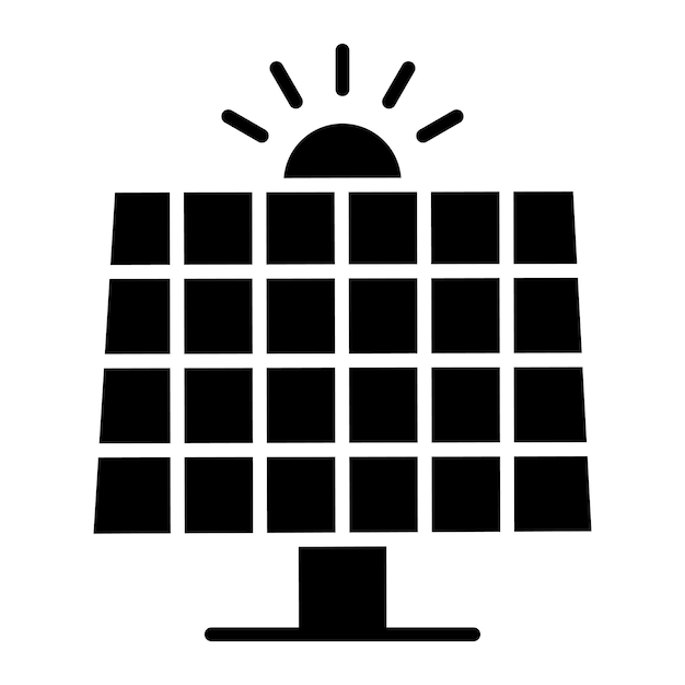 El icono vectorial del panel solar se puede usar para el conjunto de iconos del calentamiento global