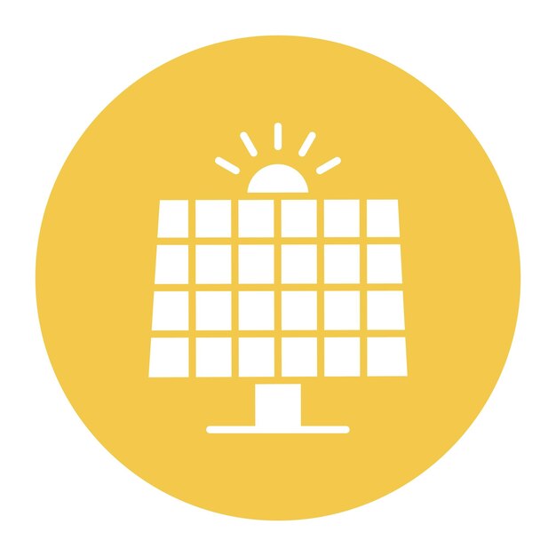 El icono vectorial del panel solar se puede usar para el conjunto de iconos del calentamiento global