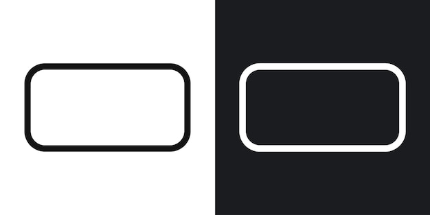 Icono vectorial panorámico rectangular establecido en contornos en blanco y negro