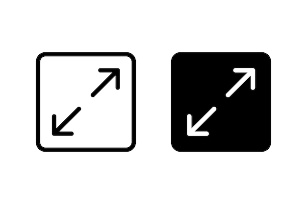 Ícono vectorial de pantalla completa o ícono de línea de tamaño de pantalla completa y signo y símbolo de expansión a pantalla completa