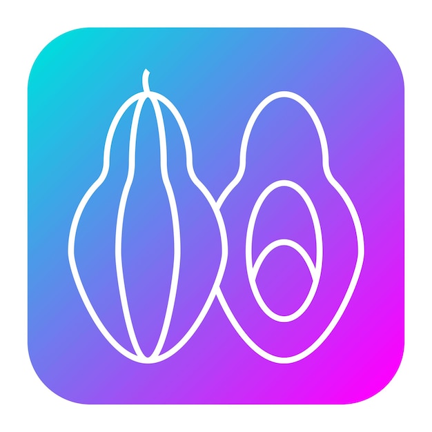 El icono vectorial de la papaya se puede utilizar para el conjunto de iconos de frutas y verduras