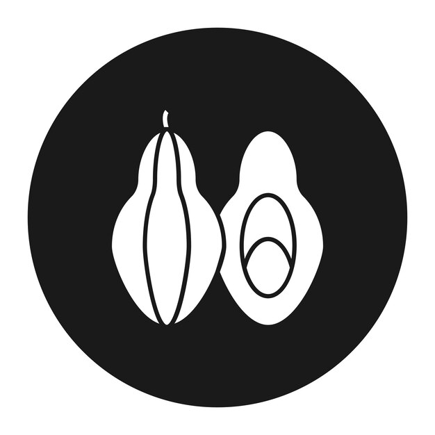 El icono vectorial de la papaya se puede utilizar para el conjunto de iconos de frutas y verduras