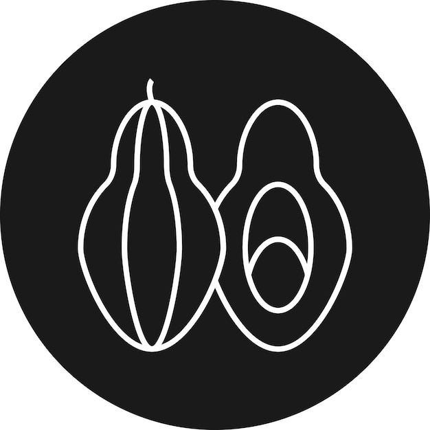 El icono vectorial de la papaya se puede utilizar para el conjunto de iconos de frutas y verduras