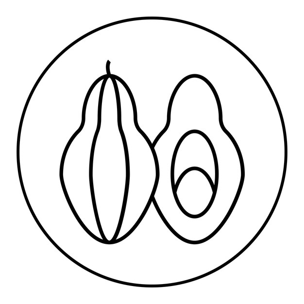 El icono vectorial de la papaya se puede utilizar para el conjunto de iconos de frutas y verduras