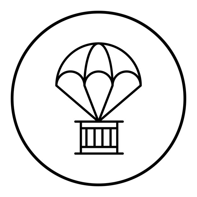 El icono vectorial del paracaídas del ejército se puede usar para el conjunto de iconos militares