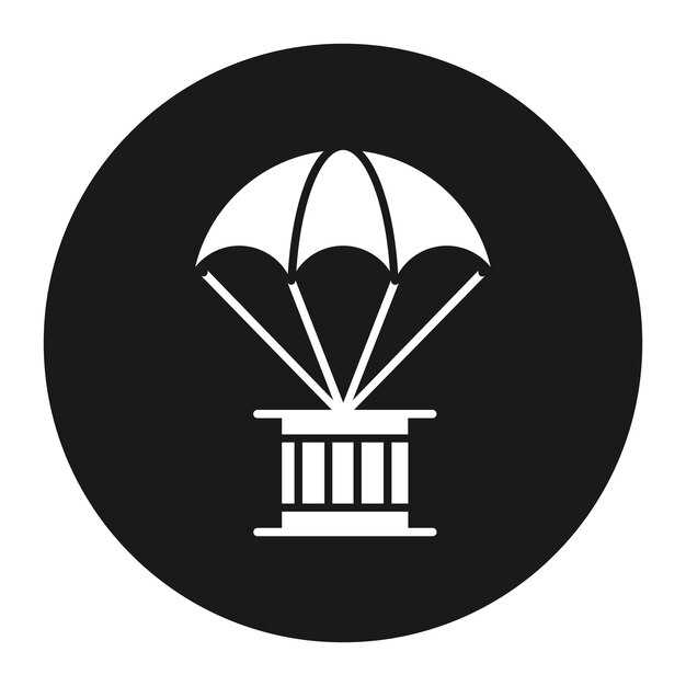 El icono vectorial del paracaídas del ejército se puede usar para el conjunto de iconos militares