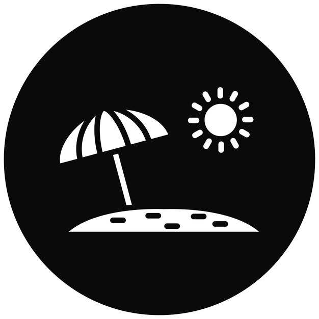 El icono vectorial del paraguas de playa se puede usar para el conjunto de iconos de diversión al aire libre