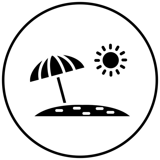 El icono vectorial del paraguas de playa se puede usar para el conjunto de iconos de diversión al aire libre