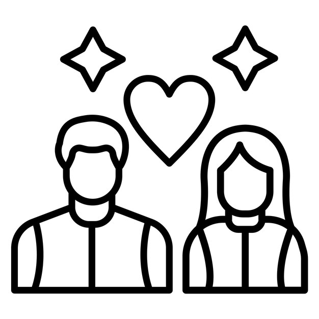 El icono vectorial de la pareja feliz se puede usar para el conjunto de iconos de comodidad