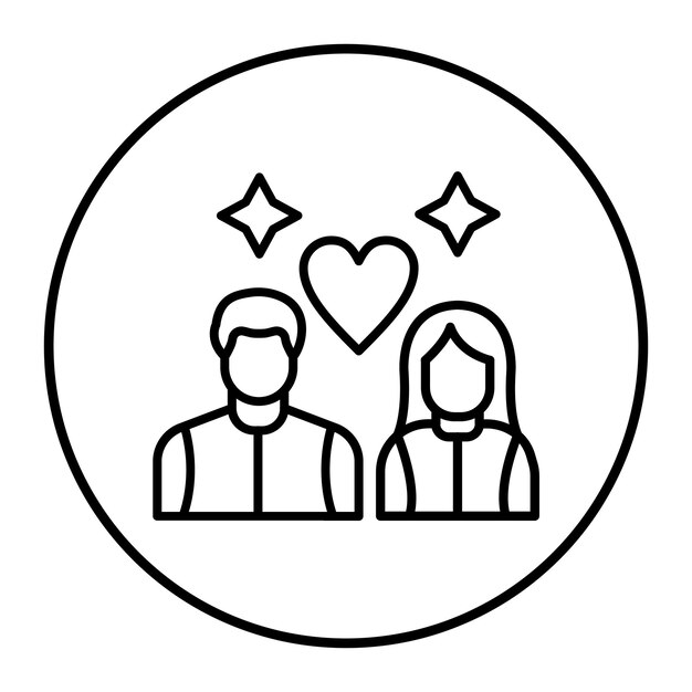 El icono vectorial de la pareja feliz se puede usar para el conjunto de iconos de comodidad