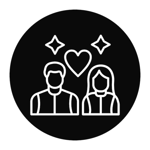 El icono vectorial de la pareja feliz se puede usar para el conjunto de iconos de comodidad