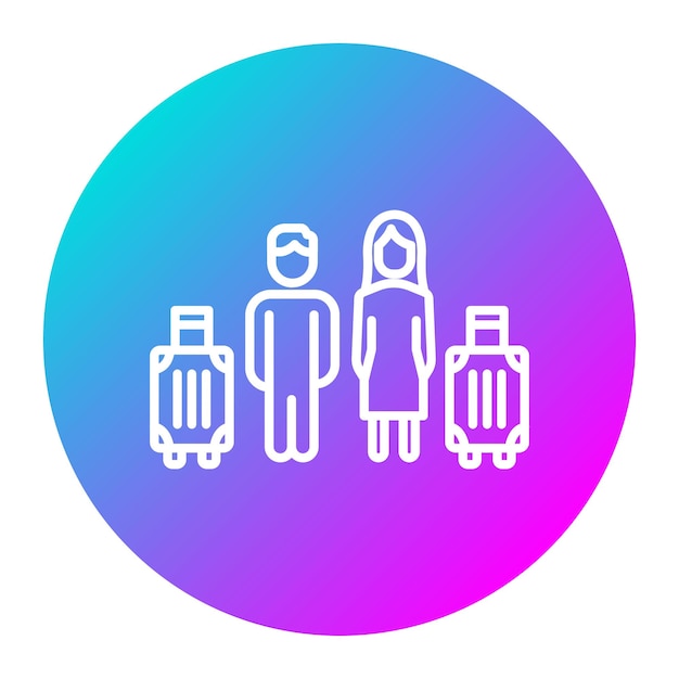 El icono vectorial de la pareja de viajeros se puede utilizar para el conjunto de iconos de la agencia de viajes