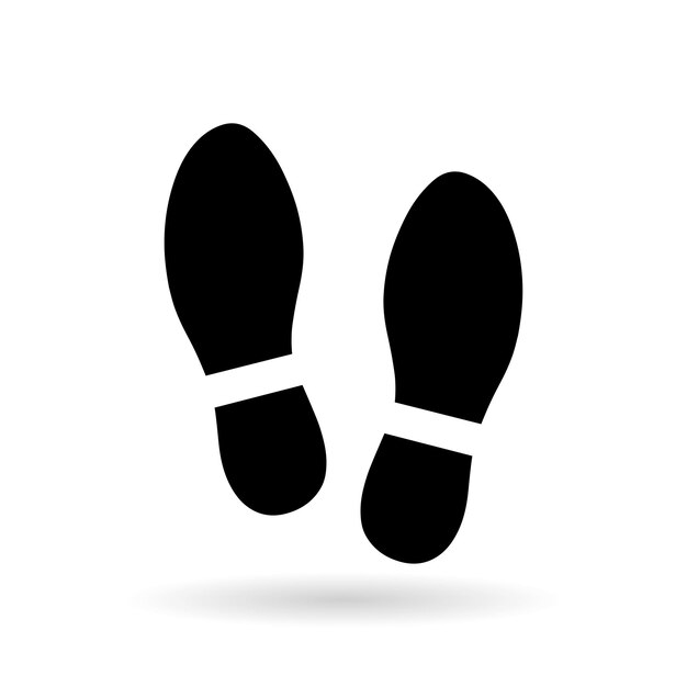Icono vectorial de pasos del pie y ilustración vectorial del calzado