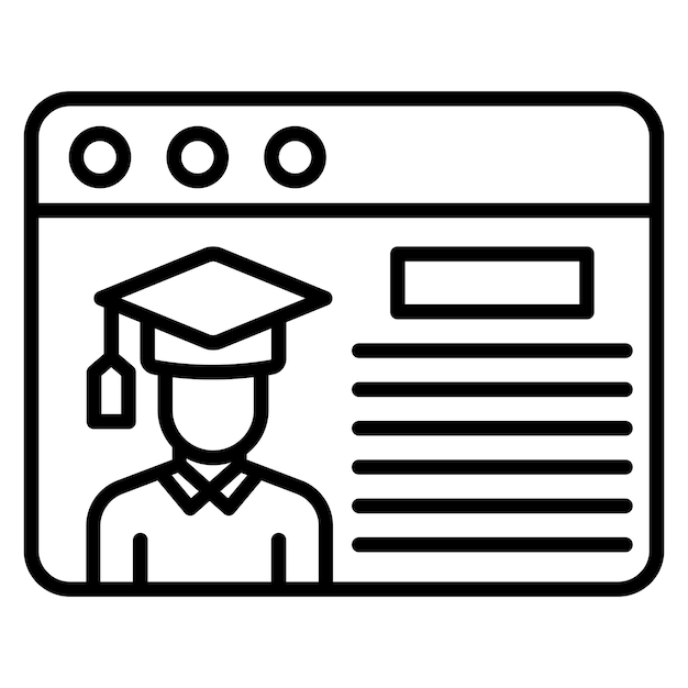 El icono vectorial del perfil del estudiante se puede utilizar para el conjunto de iconos de educación en línea