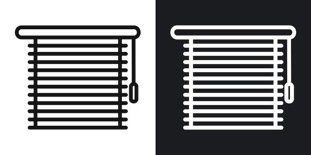 Icono vectorial de persianas establecido en contornos en blanco y negro