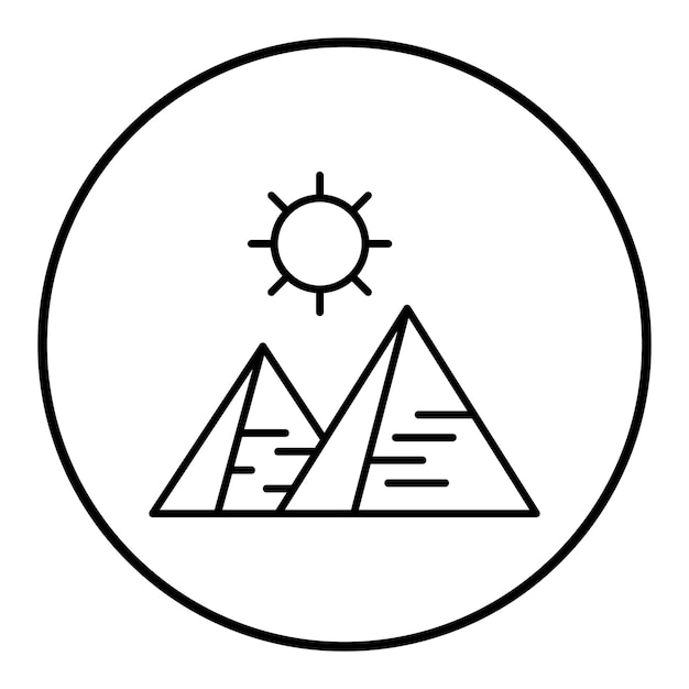 El icono vectorial de las pirámides del desierto se puede usar para el conjunto de iconos del desierto