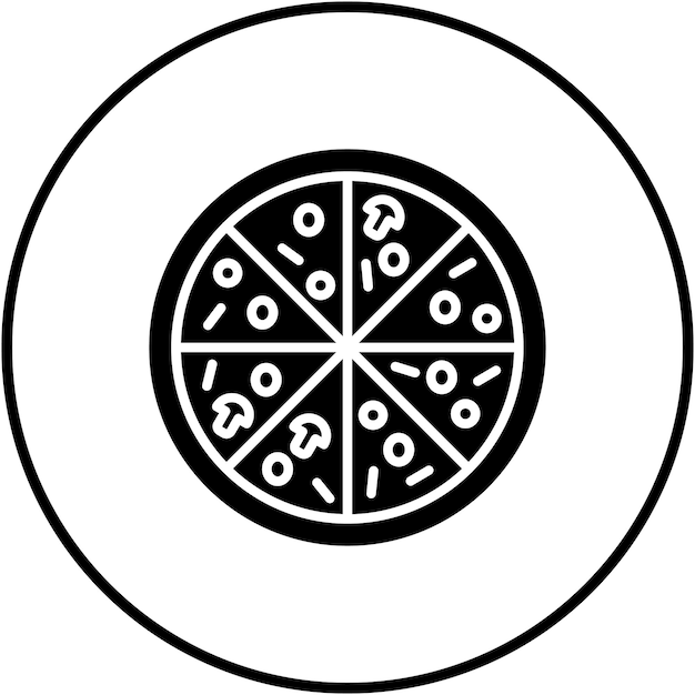 El icono vectorial de la pizza se puede usar para el conjunto de iconos del restaurante