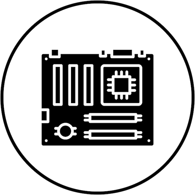 Vector el icono vectorial de la placa base se puede utilizar para el conjunto de iconos de computadora y hardware