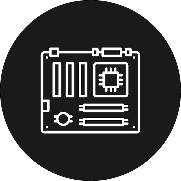 El icono vectorial de la placa base se puede utilizar para el conjunto de iconos de computadora y hardware