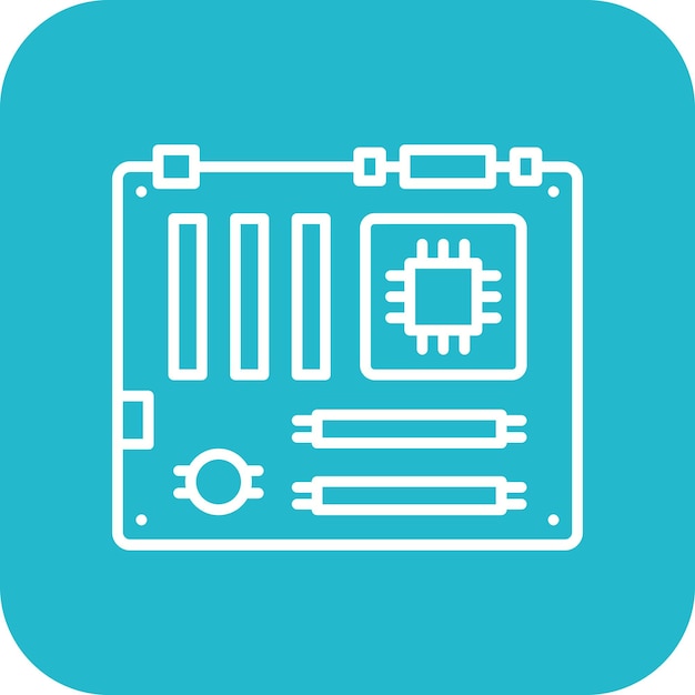 El icono vectorial de la placa base se puede utilizar para el conjunto de iconos de computadora y hardware