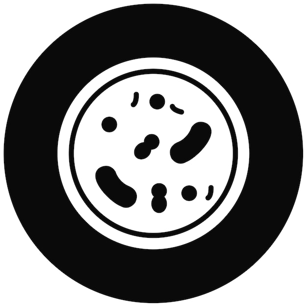 El icono vectorial de la placa de Petri se puede usar para el conjunto de iconos del laboratorio