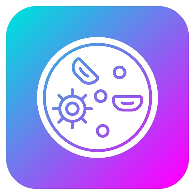 El icono vectorial de la placa de Petri se puede utilizar para el conjunto de iconos de Investigación y Ciencia