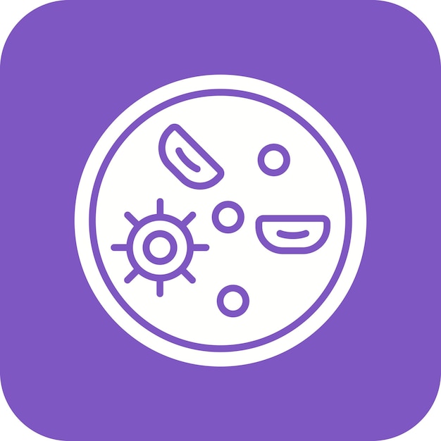 El icono vectorial de la placa de Petri se puede utilizar para el conjunto de iconos de Investigación y Ciencia