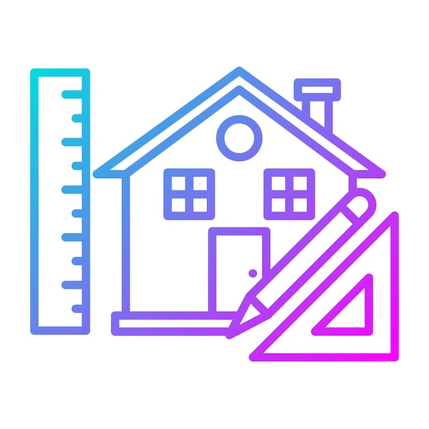 El icono vectorial del plan de diseño se puede utilizar para el conjunto de iconos de bienes raíces