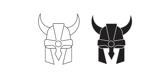 Icono vectorial plano de casco vikingo con cuernos para juegos y sitios web
