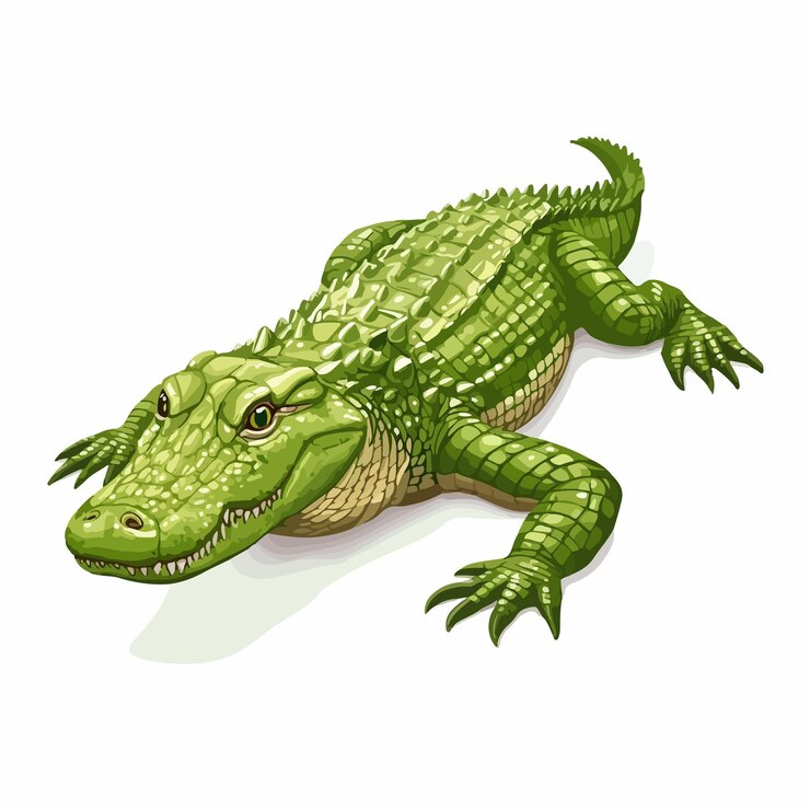 Vector icono vectorial plano detallado del cocodrilo verde