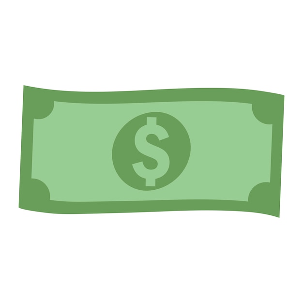 Icono vectorial plano de onda de billete de dinero aislado en fondo blanco