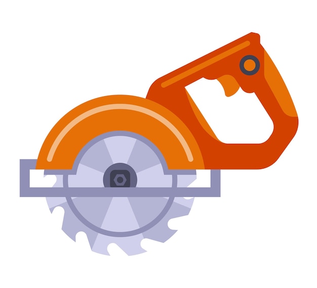 Icono vectorial plano de sierra circular con disco de acero