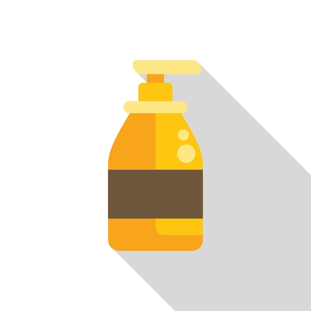 Icono vectorial plano simple de una botella de plástico amarilla con dispensador