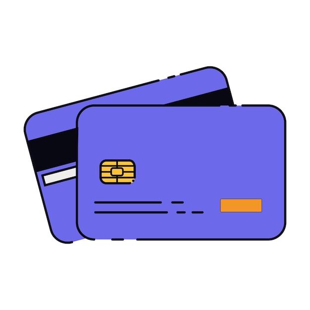 Icono vectorial plano de una tarjeta de débito o crédito en un diseño minimalista aislado