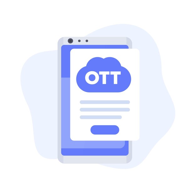 Icono vectorial de la plataforma de medios OTT con un teléfono