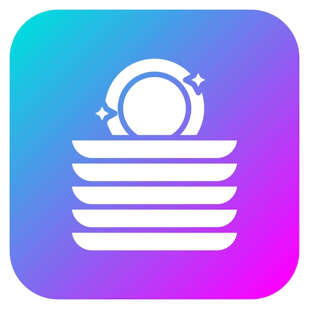 El icono vectorial de platos limpios se puede usar para el conjunto de iconos de limpieza de la casa