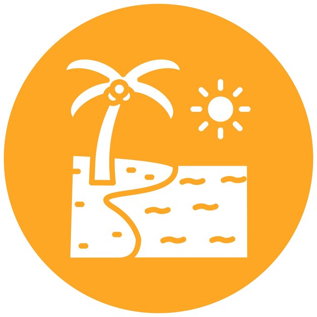 El icono vectorial de la playa se puede usar para el conjunto de iconos de la línea costera