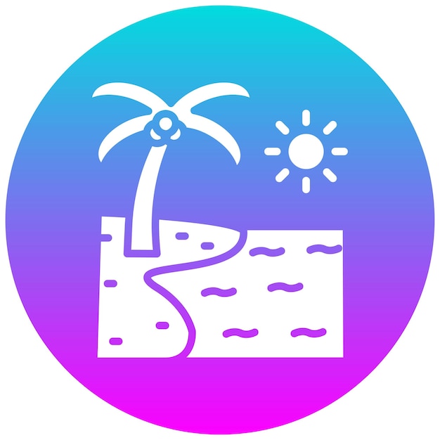 El icono vectorial de la playa se puede usar para el conjunto de iconos de la línea costera