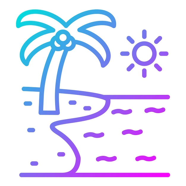 El icono vectorial de la playa se puede usar para el conjunto de iconos de la línea costera