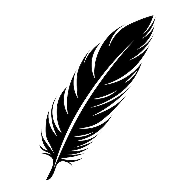 Icono vectorial de pluma negra sobre fondo blanco