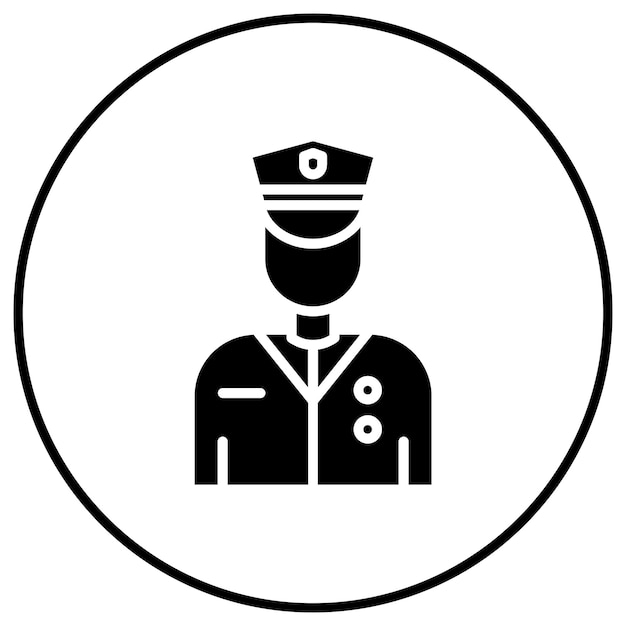 El icono vectorial del policía se puede usar para el conjunto de iconos de Crimen y Ley