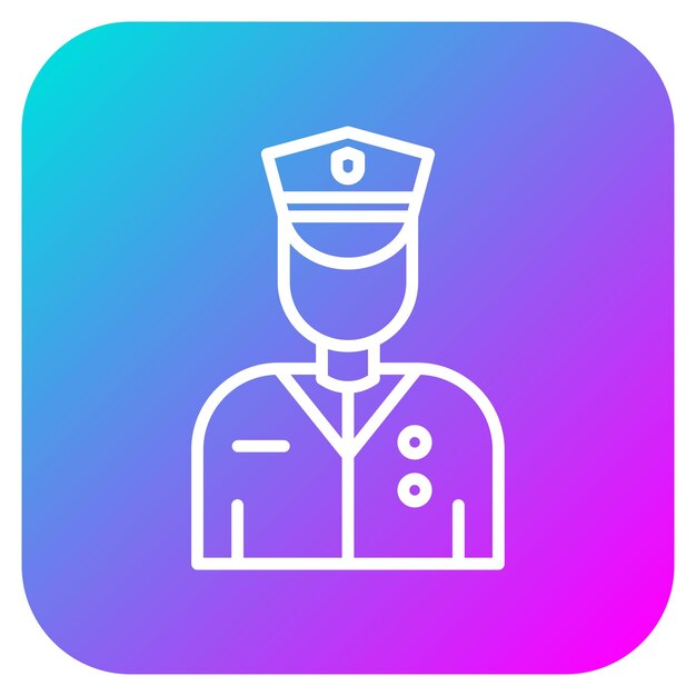 El icono vectorial del policía se puede usar para el conjunto de iconos de Crimen y Ley