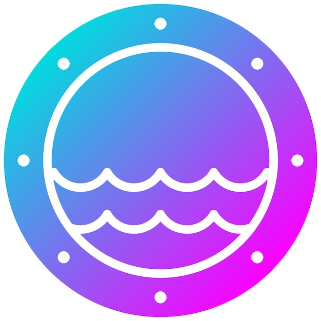El icono vectorial de Porthole se puede usar para el iconset del Océano