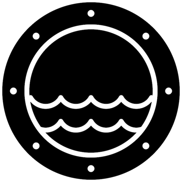 El icono vectorial de Porthole se puede usar para el iconset del Océano