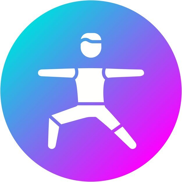 El icono vectorial de la postura del guerrero derecho se puede usar para el conjunto de iconos de aptitud física
