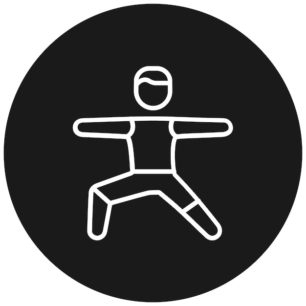 El icono vectorial de la postura del guerrero derecho se puede usar para el conjunto de iconos de aptitud física