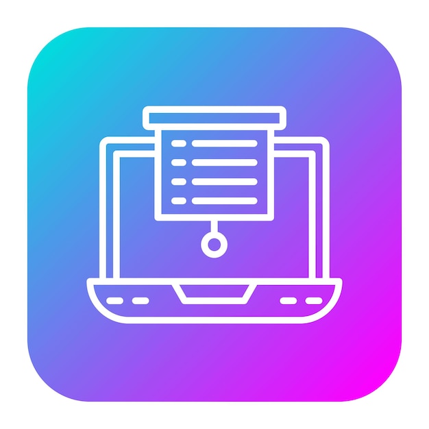 El icono vectorial de la presentación del portátil se puede utilizar para el conjunto de iconos de trabajo desde el hogar