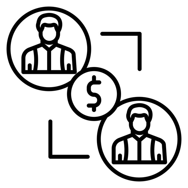 El icono vectorial de préstamos entre pares se puede utilizar para el conjunto de iconos de negocios basados en el hogar